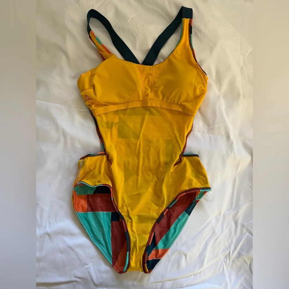 PRANA Neolani One Piece Swimsuit Geometric Pattern Atlantic Seaglass Resortwear - Picture 8 of 16